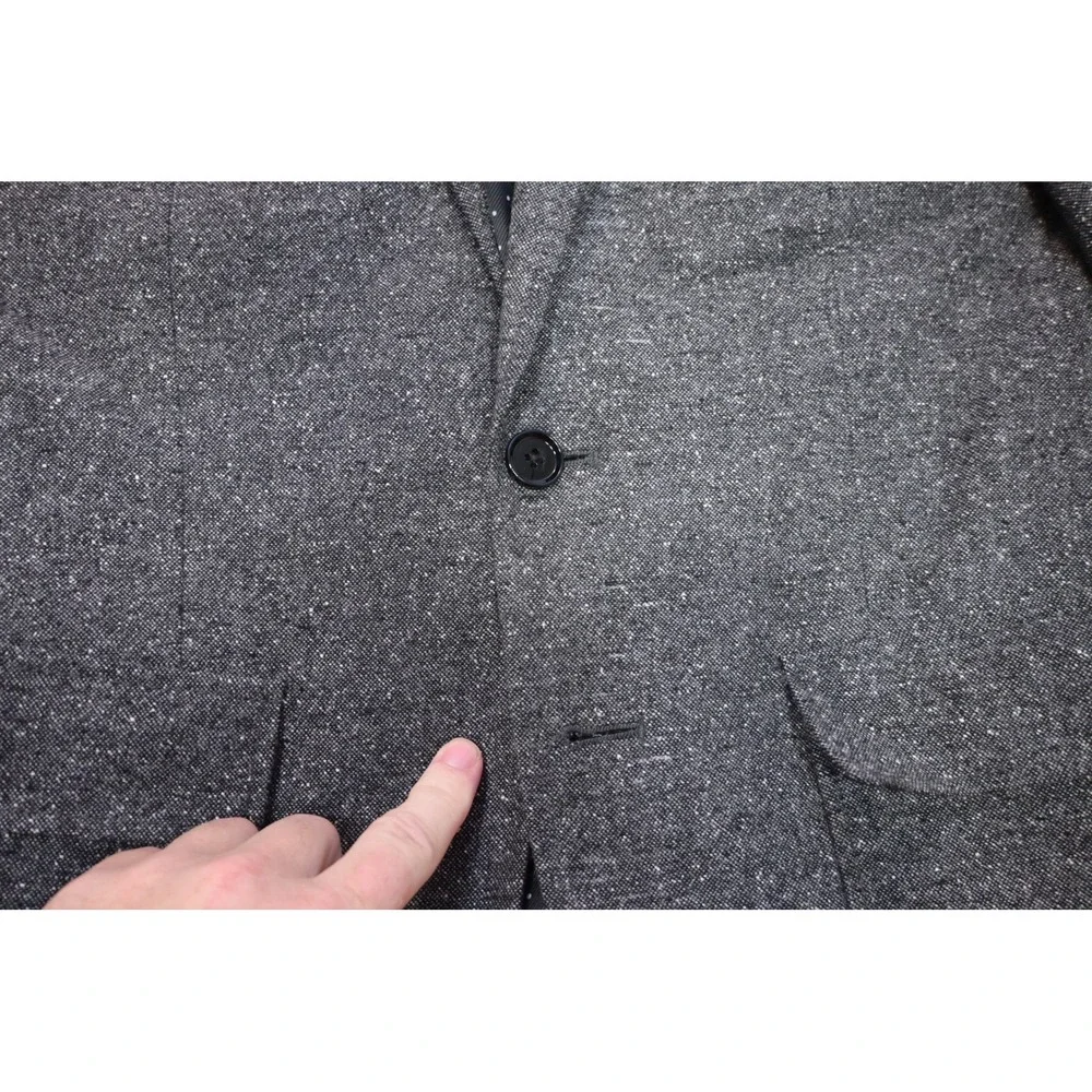 Express Blazer Men 36S Grey Textured Elbow Patches Two Button Excellent
